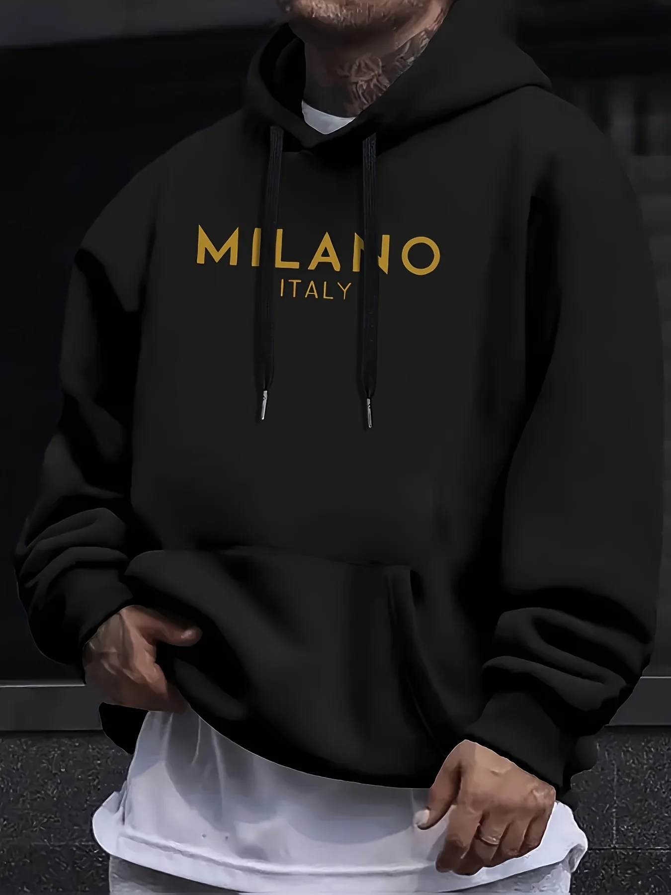 Street Fashion Milano - Sweat-shirt à capuche automne-hiver, imprimé MILANO,