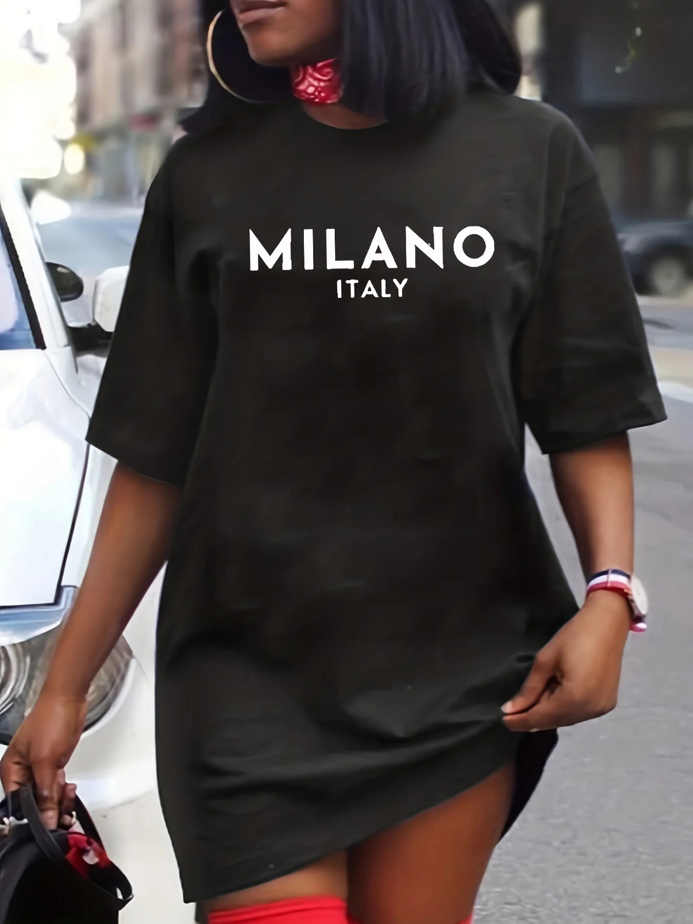 Street Fashion Milano - Robe T-shirt à manches courtes et