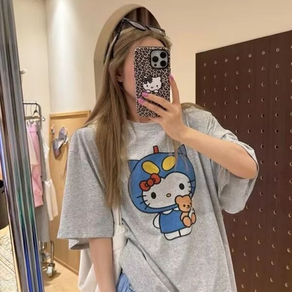 Street Summer Fashion - T-shirt imprimé Hello Kitty à manches
