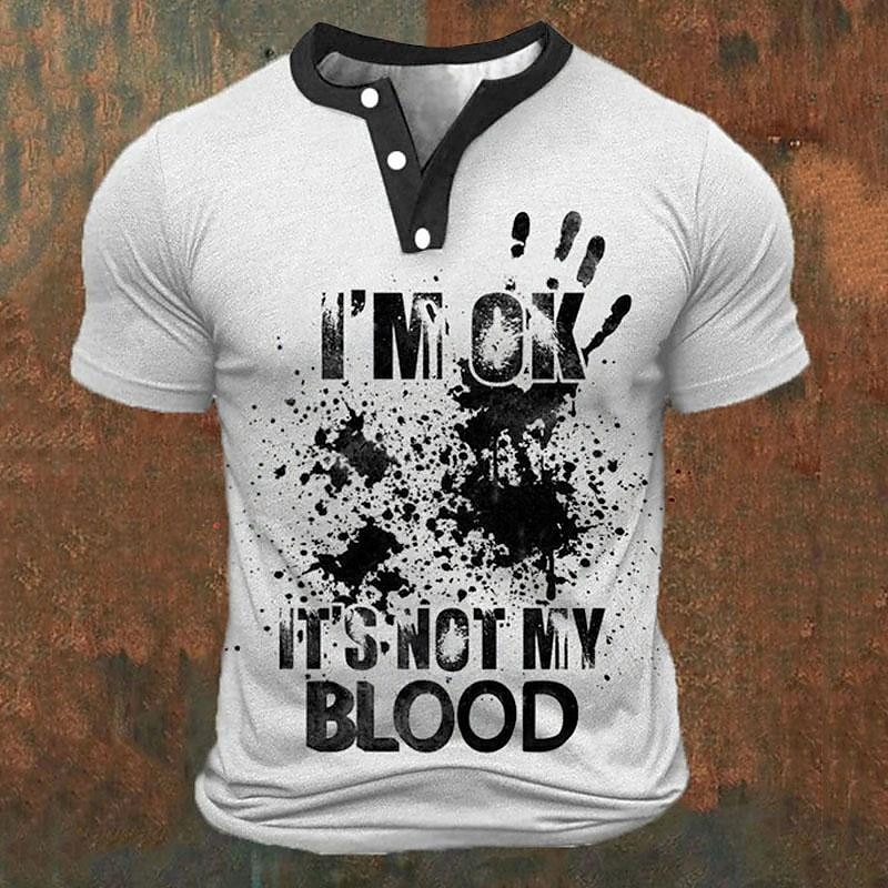 Street Summer Fashion - T-shirts Henley pour hommes avec imprimé