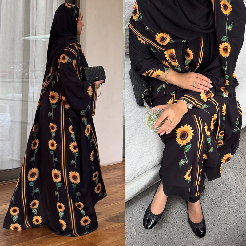 Robe cardigan Dubaï avec foula - Street Fashion Dubai avis et prix
