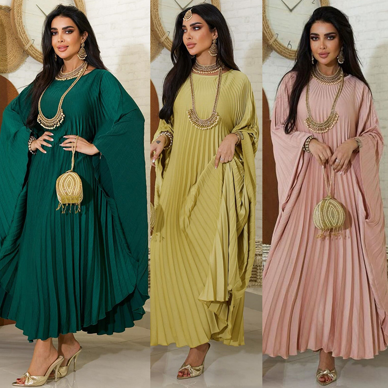 Robe Abaya plissée à grand our - Street Fashion Dubai avis et prix