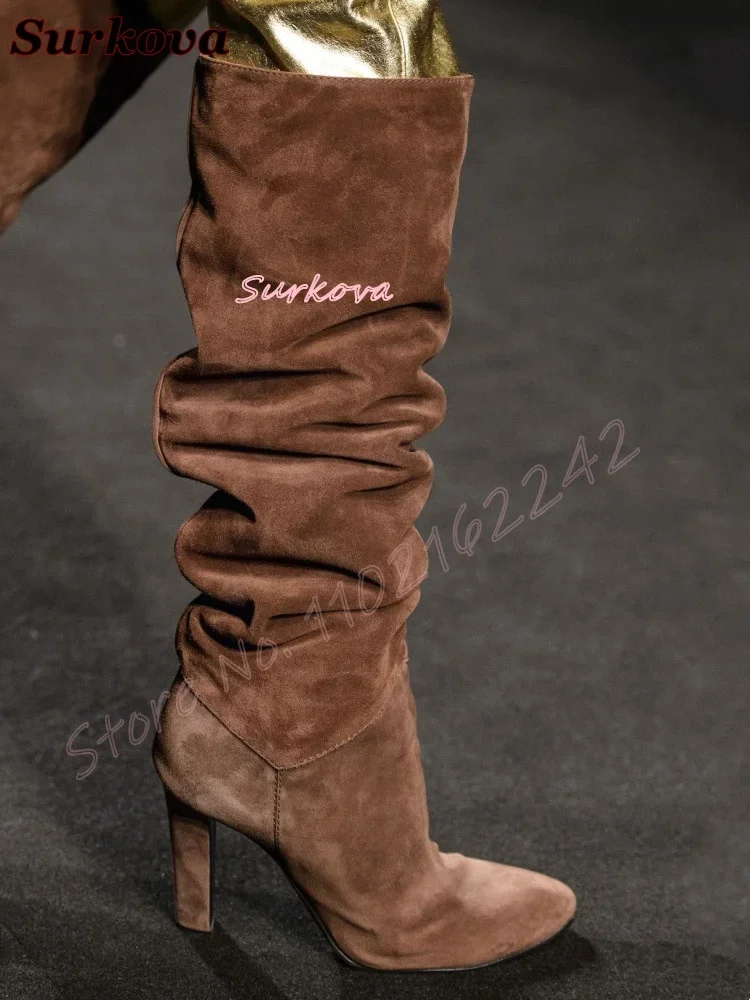 Rétro plissé sans lacet bottes - Street Fashion Dress avis et prix