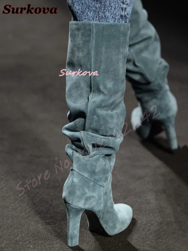 Rétro plissé sans lacet bottes - Street Fashion Dress avis et prix