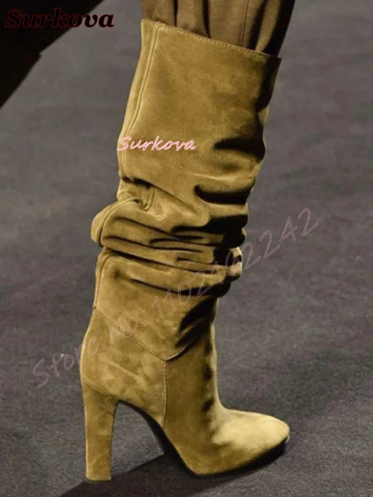 Rétro plissé sans lacet bottes - Street Fashion Dress avis et prix