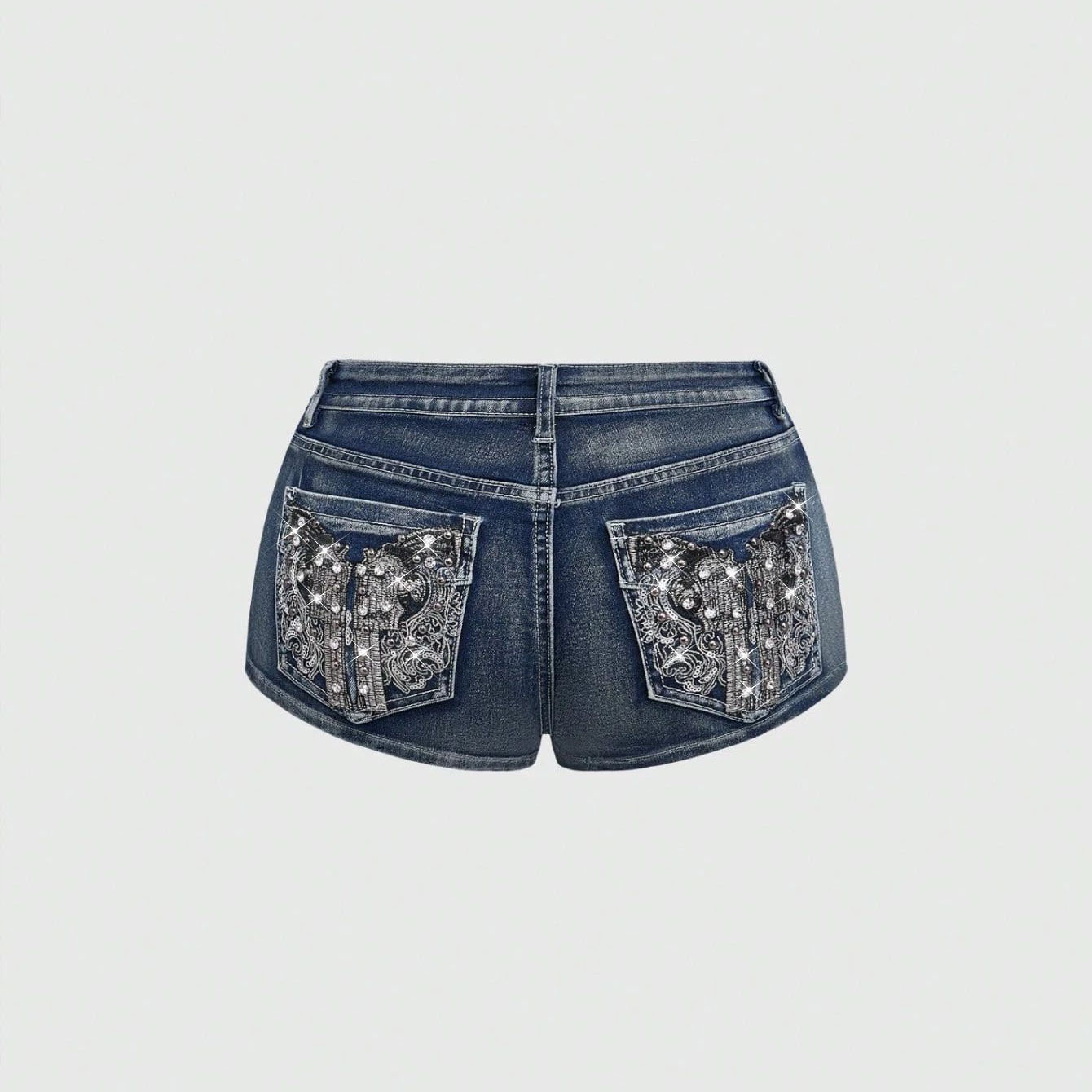 Shorts en jean brodés de stras - Street Fashion Hot avis et prix
