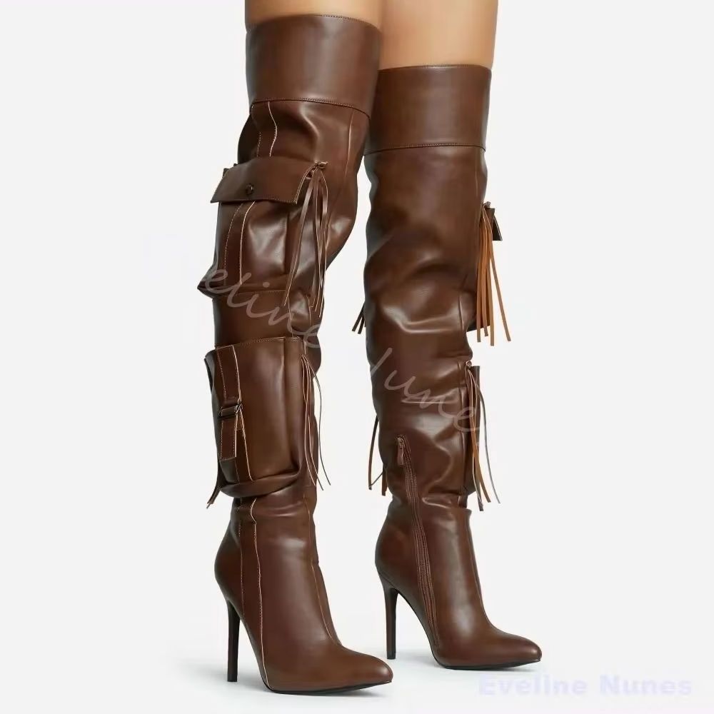 Bottes marron à pampilles au d - Street Fashion Rome 2026 avis et prix