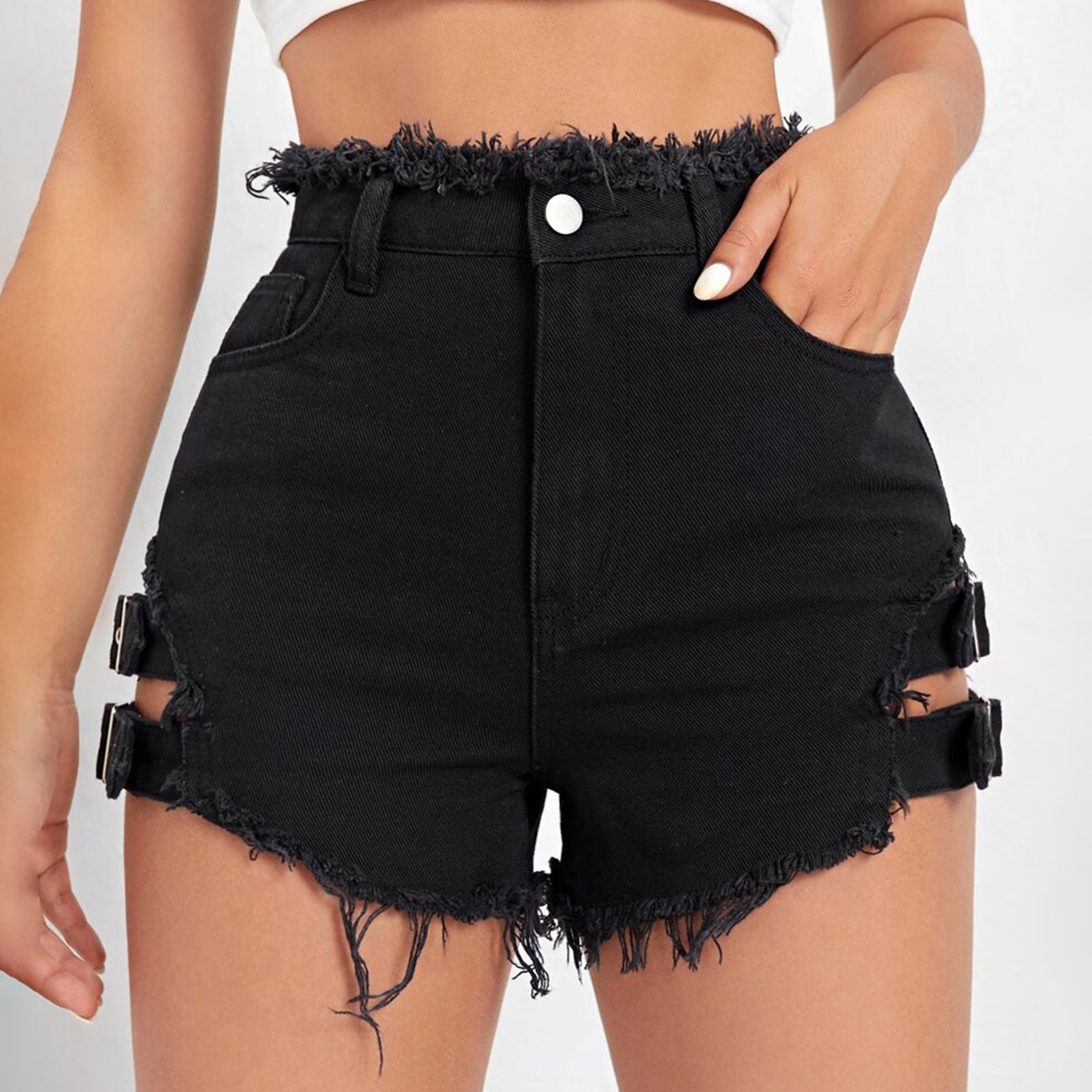Shorts en jean taille haute po - Street Fashion Hot avis et prix