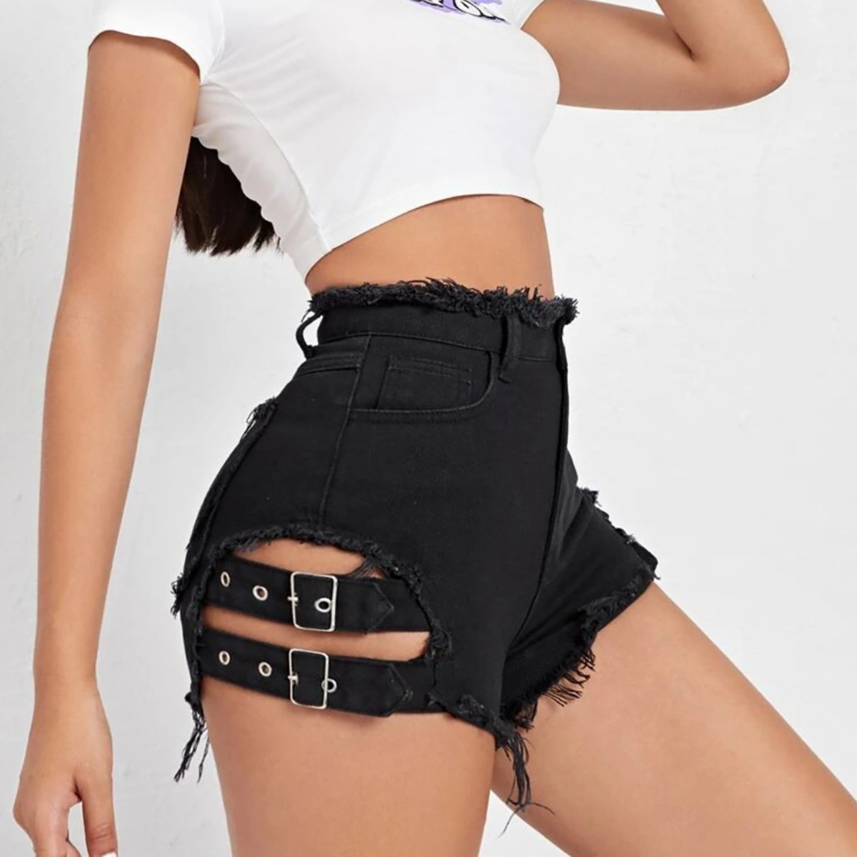 Shorts en jean taille haute po - Street Fashion Hot avis et prix