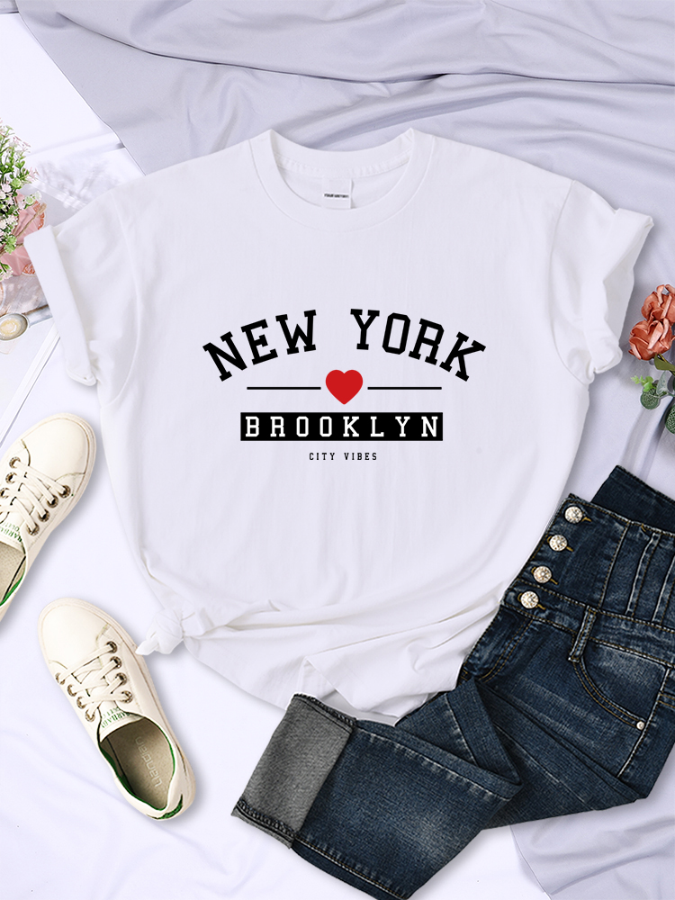 T-shirt à imprimé lettres New  - Street Fashion In New York avis et prix