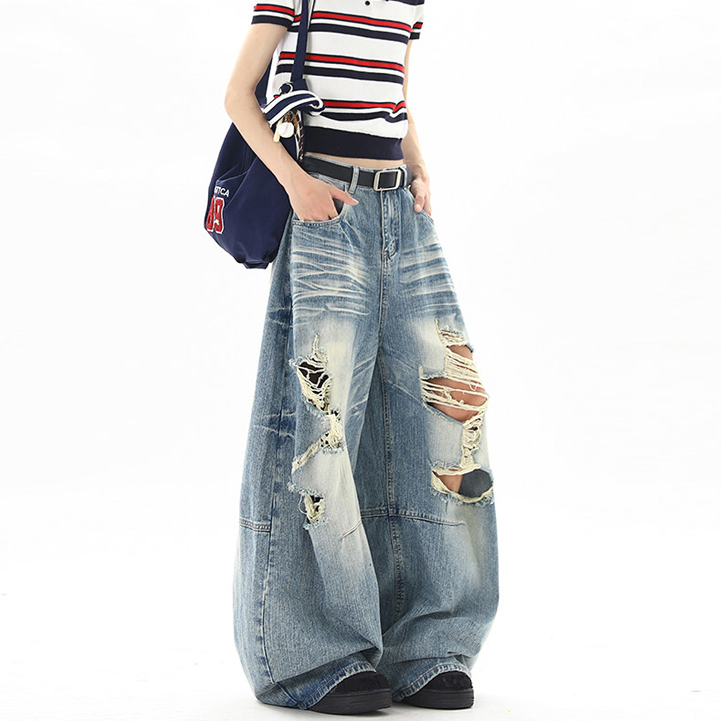 Jean déchiré style streetwear  - Street Fashion American avis et prix
