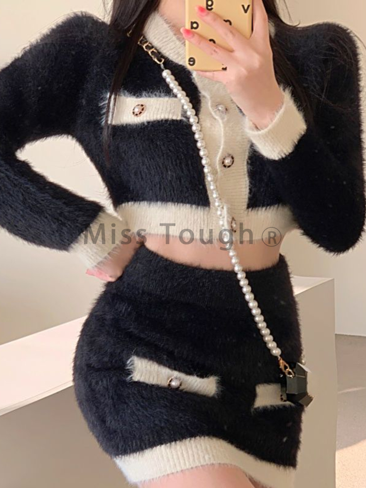 Ensemble mini jupe en tricot m - Street Fashion Korean avis et prix