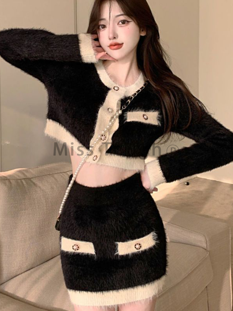 Ensemble mini jupe en tricot m - Street Fashion Korean avis et prix